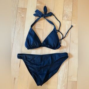 NWOT Victoria's Secret Black Triangle Bikini Set Vintage Y2K Halter New Large